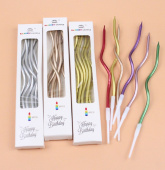 Свечи для торта "Серпантин" 6 шт, коктейльные, бронзовые, SG-CC-6W