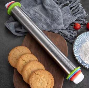 Скалка с ограничителями, сталь, 43,5 см, SG-RS43