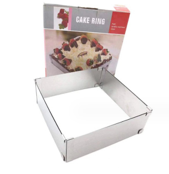 Форма раздвижная для выкладки еды "Квадрат", 10x10 (18x18) см, нержавеющая сталь, SG-SQ1010