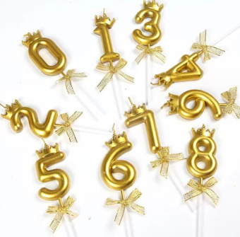 Свеча в торт на шпажке "Цифра с короной", 5.5х3.5 см, золотой, SG-CC-N4